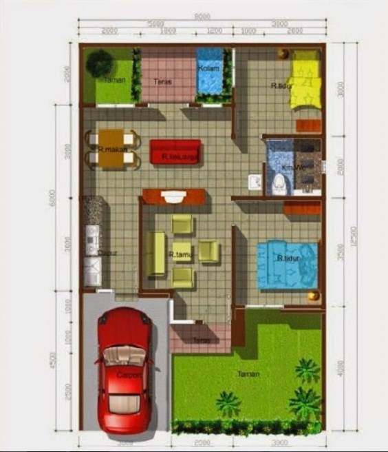 Desain Rumah 6 x 10 2 Kamar Tidur