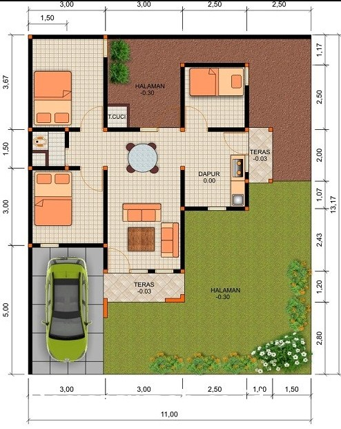 Desain Rumah 6 x 10 3 Kamar Tidur