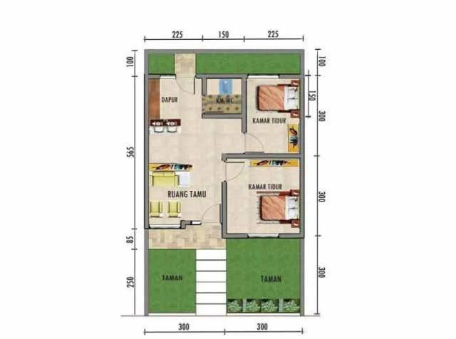 Desain Rumah 6 x 10 dengan kamar yang luas