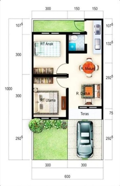 Desain Rumah 6 x 10 Sederhana