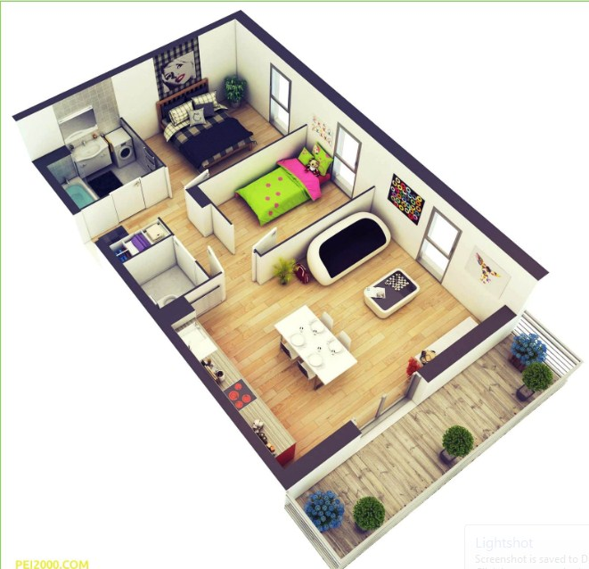 Desain Rumah 5 x 7 3D