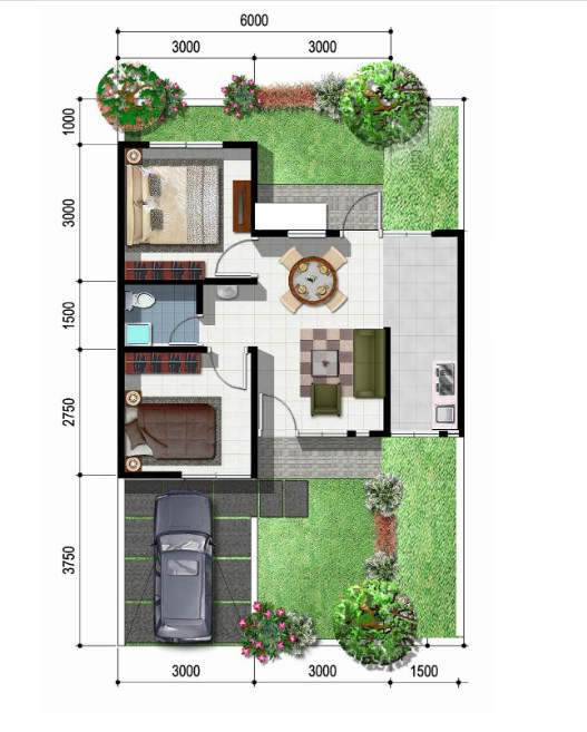 Desain Rumah 7 x 10 Simple