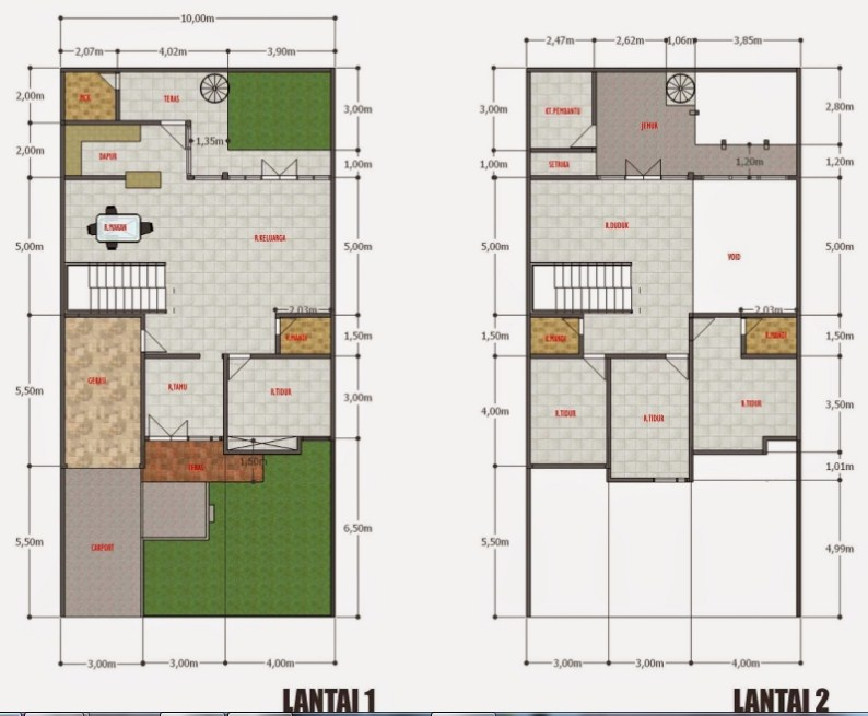 Desain Rumah 9 x 12 2 Lantai
