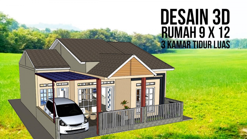 Desain Rumah 9 x 12 Halaman depan terbatas