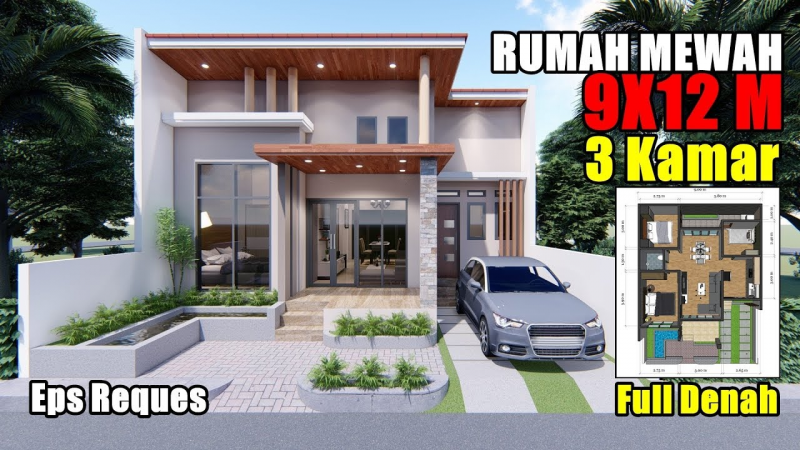 Desain Rumah 9 x 12 Mewah 2 Lantai