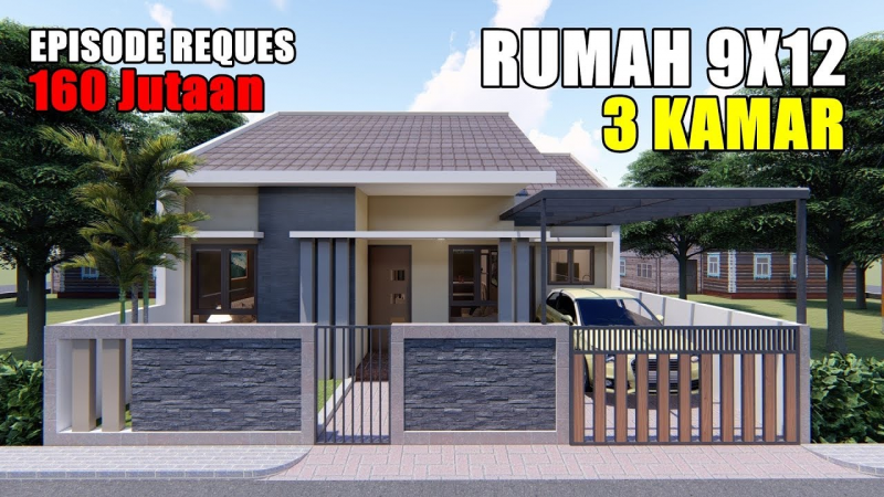 Desain Rumah 9 x 12 Modern