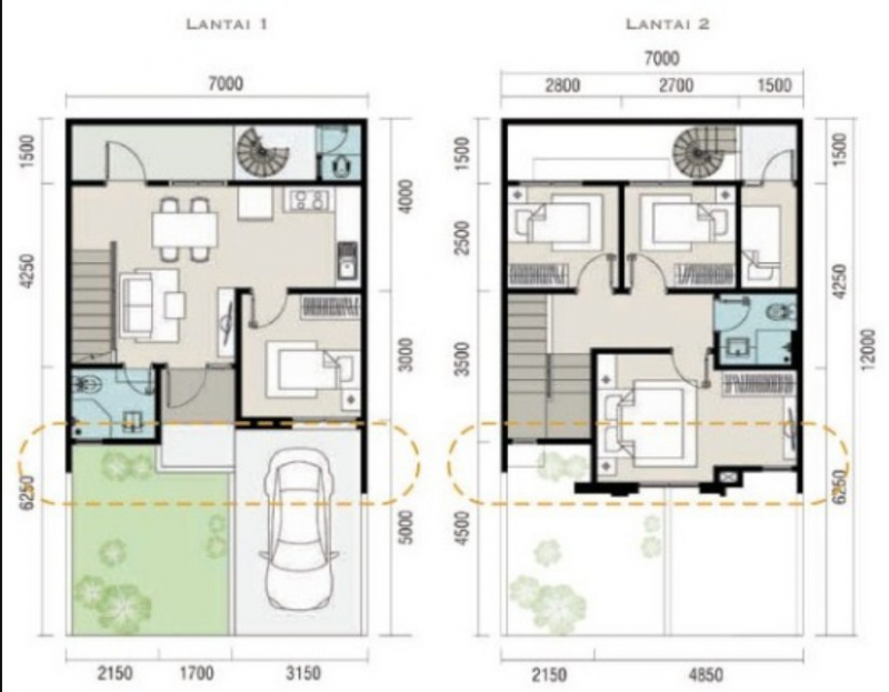 Desain Rumah 7 x 12 2 Lantai Sederhana