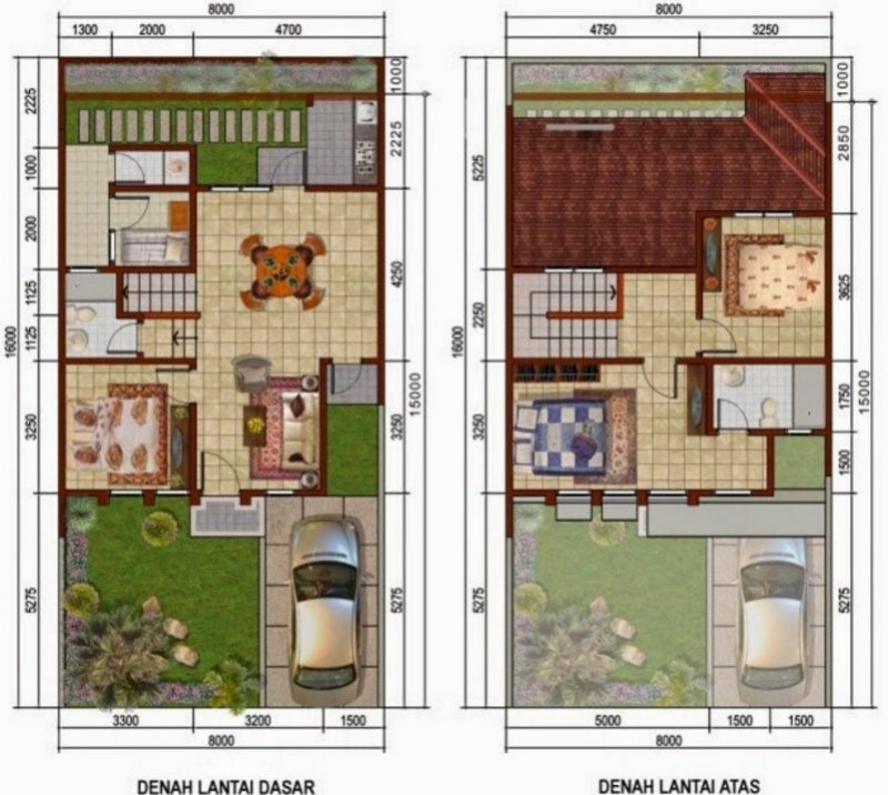 Desain Rumah 8 x 10 2 lantai dengan 3 kamar