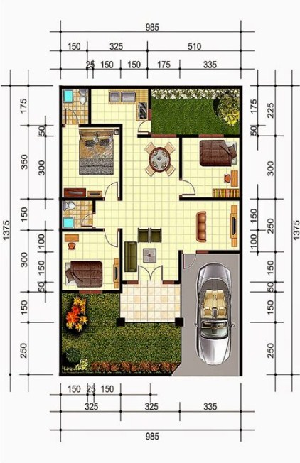 Desain Rumah 8 x 10 3 Kamar