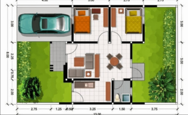 Desain Rumah 8 x 10 Sederhana