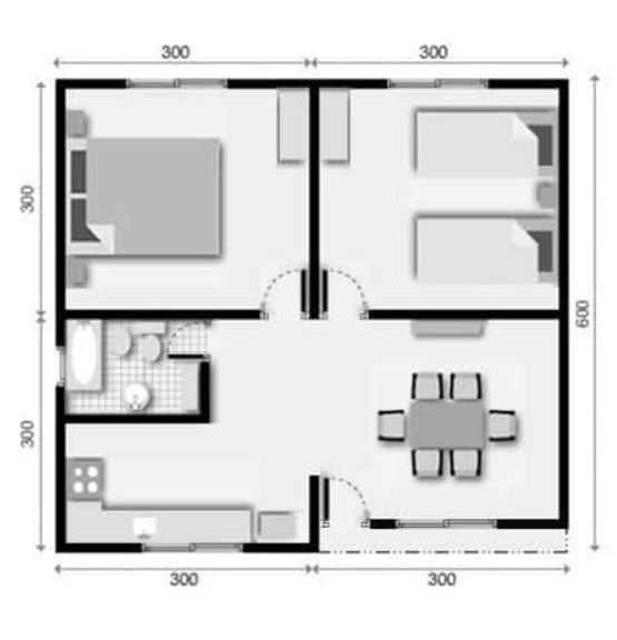 Desain Rumah 6x6 2 Kamar