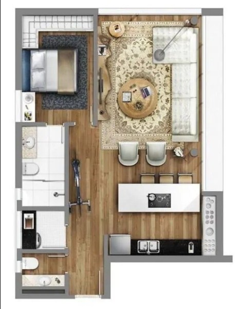 Desain Rumah 6x6 dengan ruang keluarga yang luas