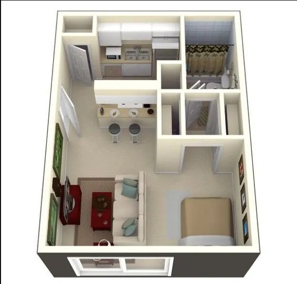 Desain Rumah 6x6 type 36 minibar