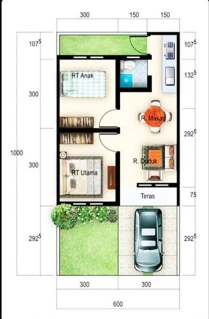 Denah Desain Rumah 6x10