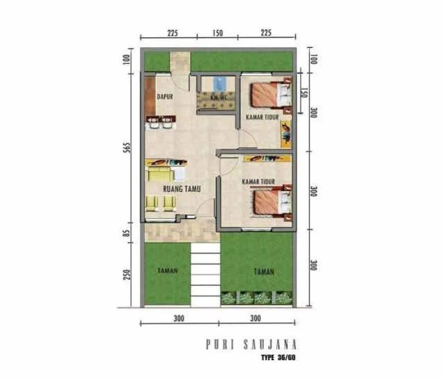 Desain rumah 6x10mungil dengan kamar besar