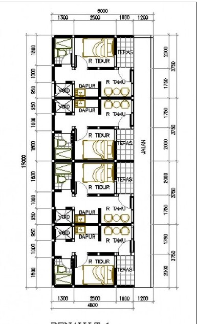 Desain Rumah 6x15 Lantai 1