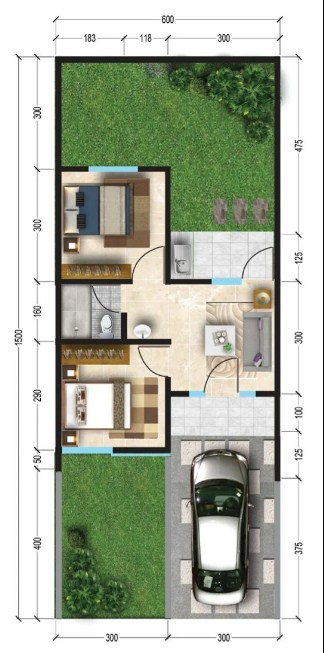 Gambar Denah Desain Rumah 6x15