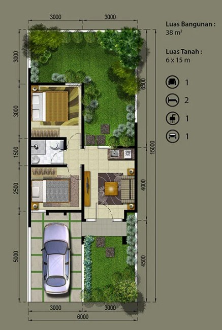 Rancangan Desain Rumah 6x15