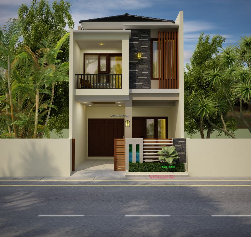 Desain Rumah Tingkat 8x8 perpaduan balkon