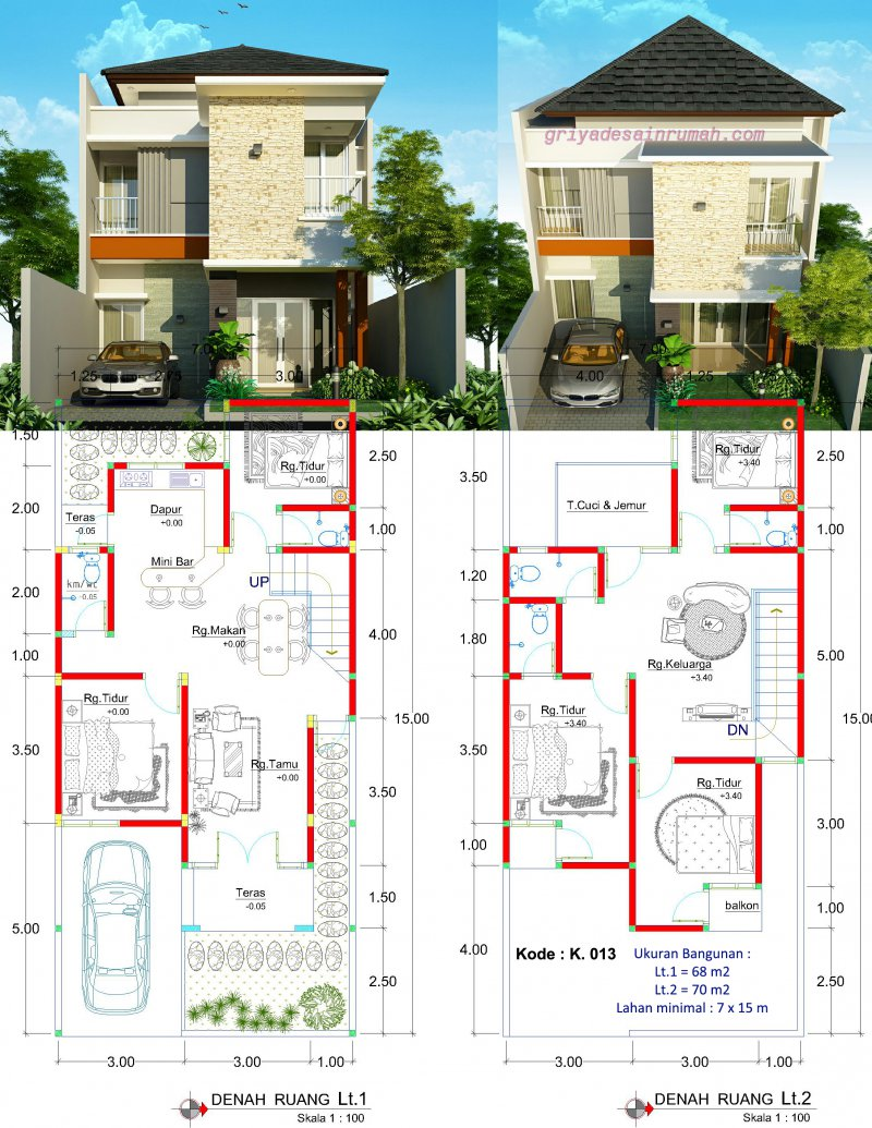 Desain Rumah 7x15 2 Lantai