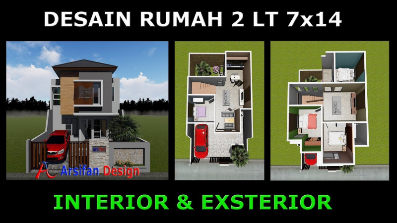 Desain Rumah 7x15 Interior dan Eksterior