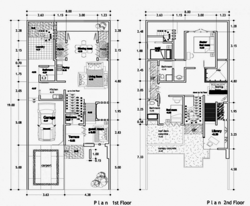 Sketsa Denah Desain Rumah 6x9 Mewah