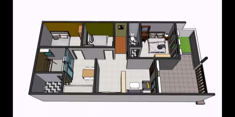 Denah Desain Rumah 8x6 Minimalis