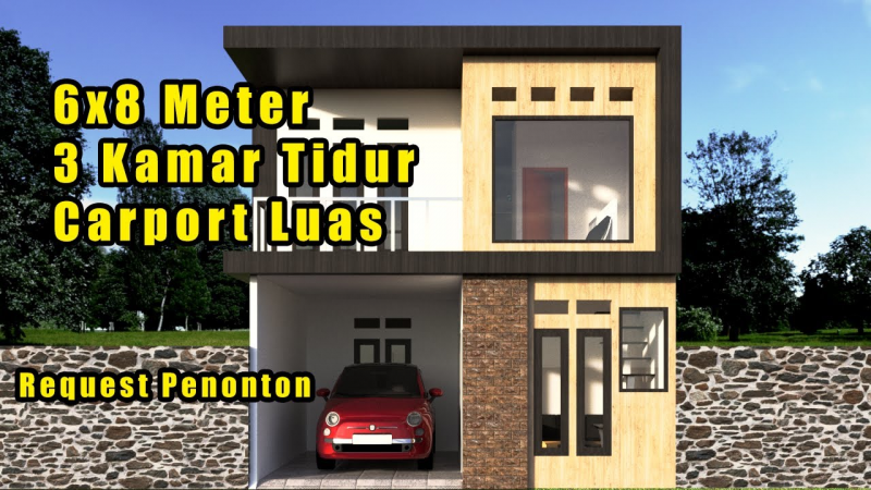 Desain Rumah 6x8 3 Kamar Tidur 2 Lantai