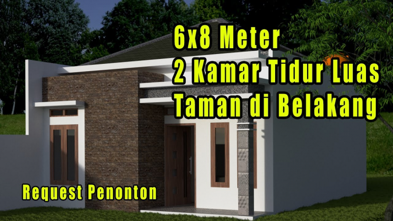 Desain Rumah 6x8 Ada Taman Belakang Rumah