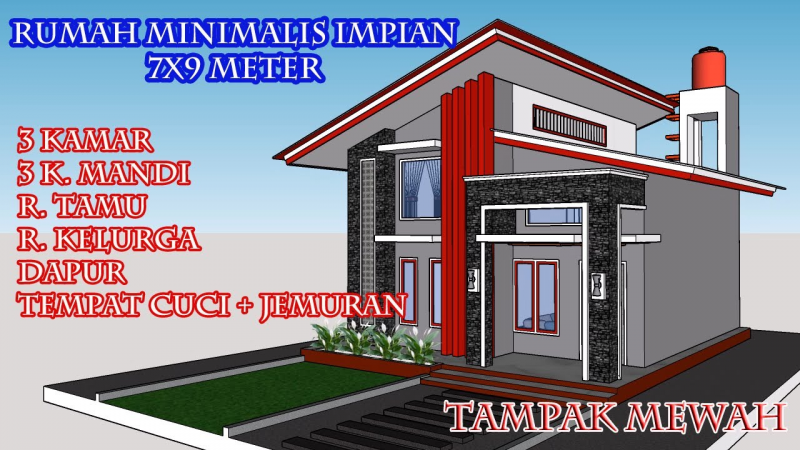 Desain Rumah 7x9 3 Kamar Tidur