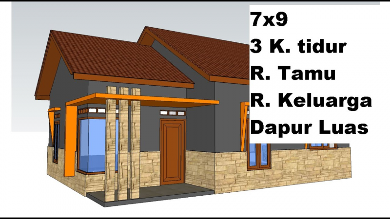 Desain Rumah 7x9 Dapur Luas