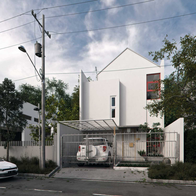 Rumah tampak depan model skandinavia minimalis