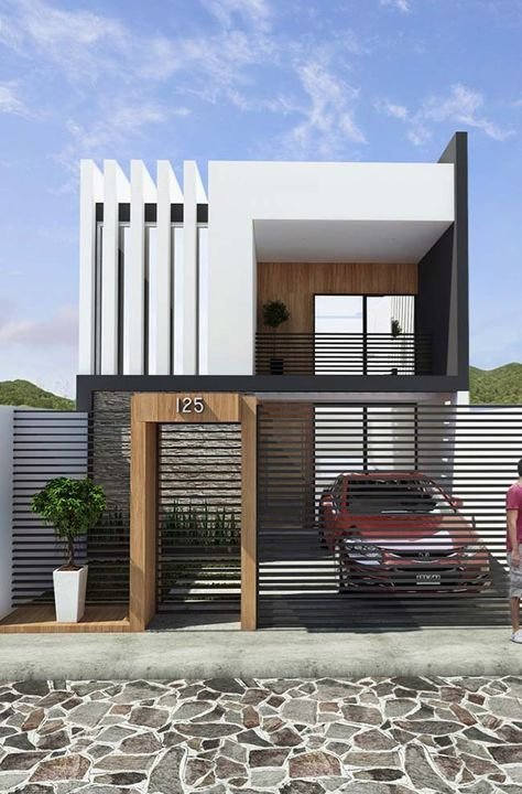 Desain rumah dua lantai monokrom
