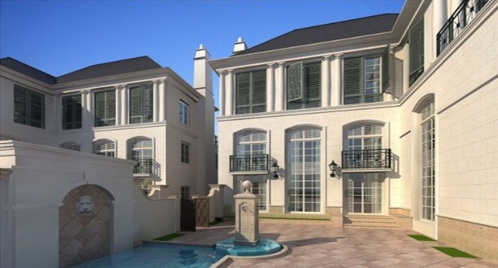 Desain Rumah 2 Lantai Mewah Dengan Detail Garis Horizontal