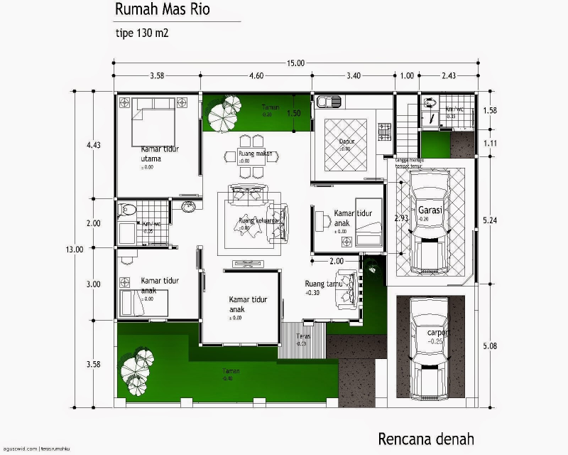 Contoh Gambar Desain Rumah 100 Meter