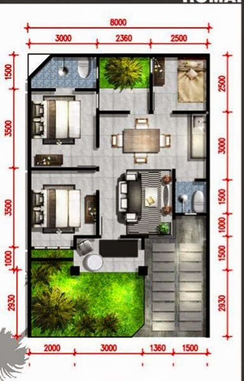 Desain Rumah 100 Meter Konsep Natural