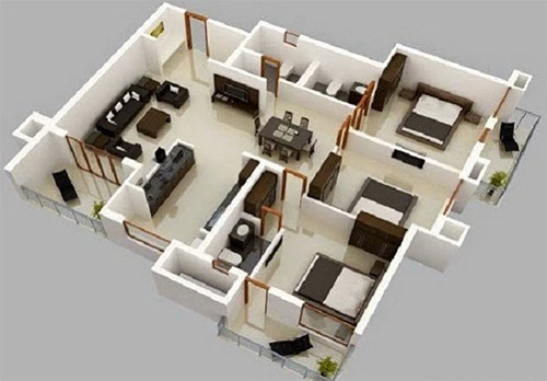 Desain rumah 3 kamar konsep terbuka