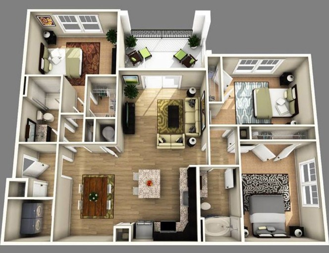 Desain Rumah 3d type 54