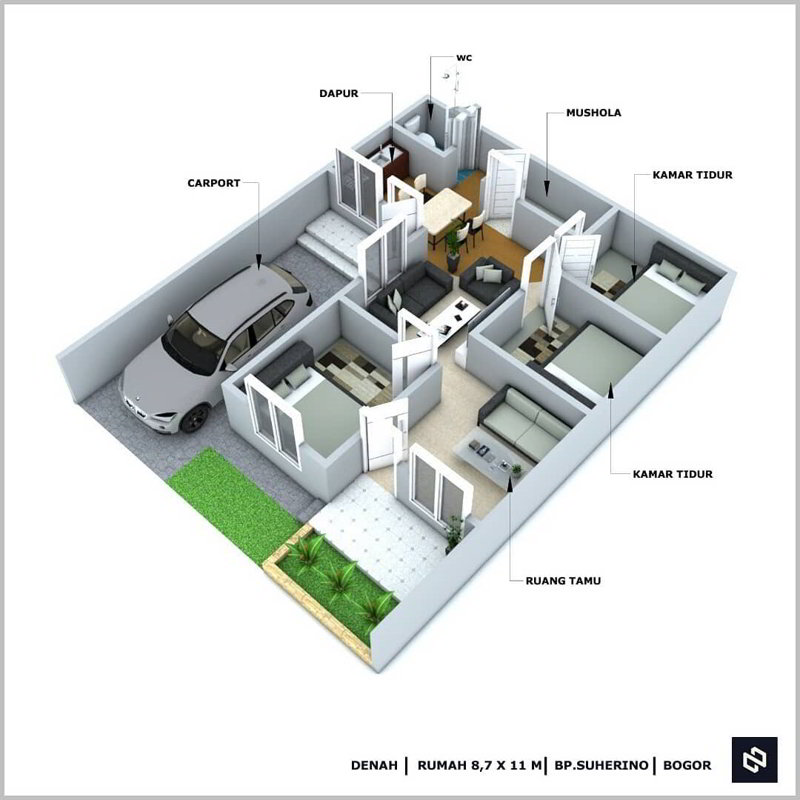 Desain Rumah 4 Kamar Tidur 1 Mushola Alami