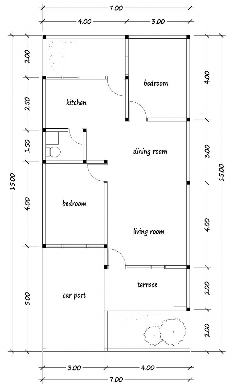 Desain Rumah 7x15 Konsep Natural
