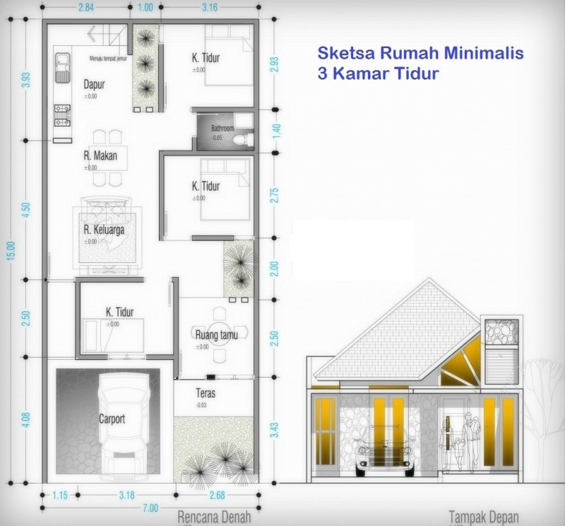 Desain Rumah 7x12 Sederhana
