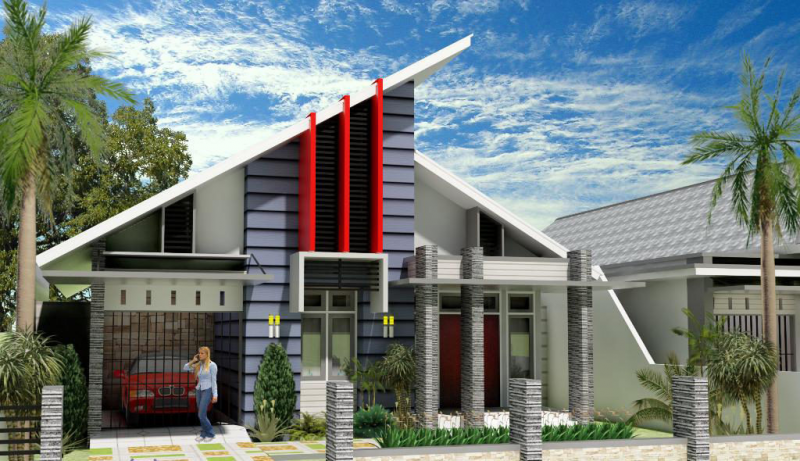 Contoh Desain Rumah Atap Miring Kedepan