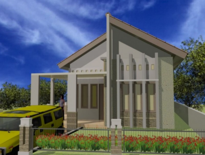 Desain Rumah Atap Miring Kedepan Modern Minimalis