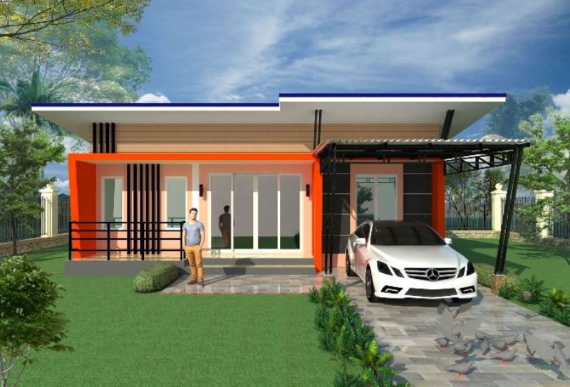 Desain Rumah Atap Miring Kedepan Simple