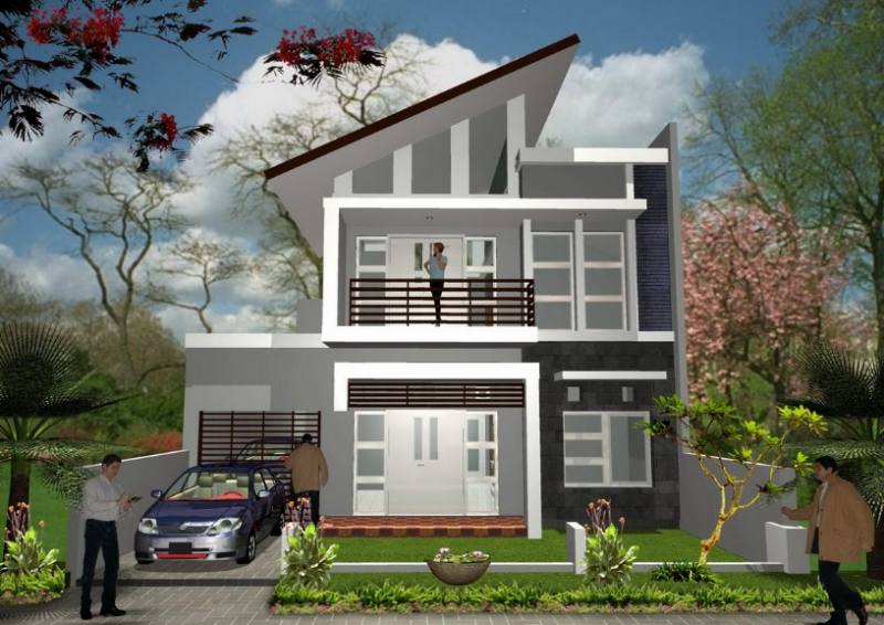 Sketsa Desain Rumah Atap Miring Kedepan