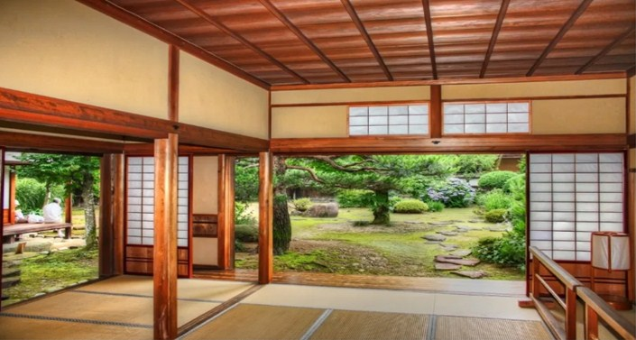Desain rumah jepang dengan taman kecil ditengah bangunan