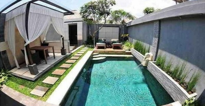 Desain kolam renang nuansa tropis