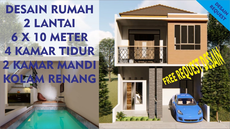 Sketsa Desain Rumah Dengan Kolam Renang