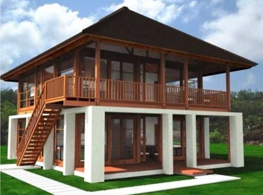 Desain Rumah kayu minimalis 2 tingkat