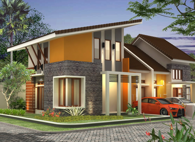 Desain Atap Rumah Miring ke Samping